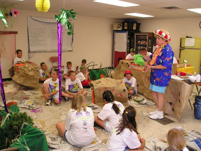 Camp Invention is a summer program for kids grades two through six. The emphasis is on creativity and the 31 students face such challenges as getting off an island after a shipwreck (above), getting back to Earth from Planet Zak as well as reinventing an invention.<br>dailystandard.com