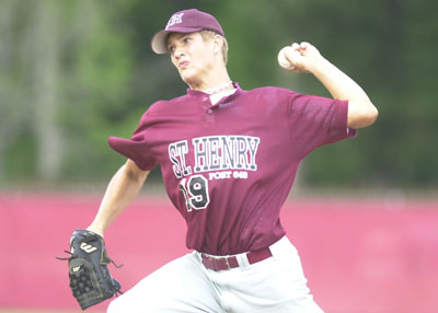 St. Henry Post 648's Cory Luebke  suffered the loss in the opening game for the team in the District Two tournament, losing to Lima Post 96 5-1.<br>dailystandard.com