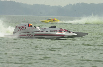Mark Burghardt races around the course set up on Grand Lake on Sunday during the Governor's Cup Regatta. Burghardt won the Cup with a perfect 4-0 weekend in which a record 77 boats competed.<br>dailystandard.com