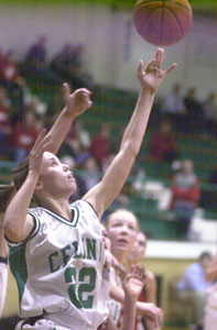 Celina senior Allison Hoying scores two of her team-high 15 points during Thursday's game against Wapakoneta. Hoying helped lead the Bulldogs to a 52-44 win on senior night at the Fieldhouse.<br>dailystandard.com