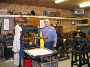 Barry Peel, Rockford, and his family have set up a little print shop to house his grandfather's collection of antique printing presses and other equipment. Peel and his wife Janice are owners/operators of Peel's Pit Stop in Celina.<br>dailystandard.com