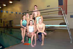 The Grand Lake area will have seven area swimmers and divers taking part in the State Swimming and Diving Championships in Canton. The seven are, front row, Jaz Craft of St. Marys and Kelly Mallory of Celina. Second row, Larissa LaRue, Lindsey Kuhn and Amanda Mallory of Celina. Back row, Kylie Samples and Eddie Craft of Celina. The competition begins tonight when Eddie Craft takes part in the boys diving championship starting at 7 p.m.<br>dailystandard.com