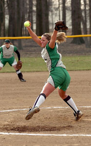 Kinsey Schumann struck out eight in getting her first win of the season for Celina in a 10-0 triumph over Minster in six innings.<br>dailystandard.com