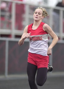 New Knoxville's Gina Bambauer had a strong day on Saturday at the New Bremen Invitational taking second place in both the 100- and 200-meter runs.<br>dailystandard.com