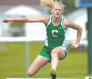 Celina freshman Julie Snyder performed well in her first Western Buckeye League Track Meet on Saturday. Snyder won the 100-meter hurdles and the long jump while finishing second in the 300-meter hurdles and taking third in the long jump.<br>dailystandard.com