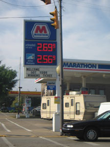 Vacationers also are taking a hit at the gas station. This camper-truck rig pulled into Docksider's Marathon gas station in Celina this morning and promptly pulled away, without filling up. <br>dailystandard.com