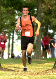 Coldwater's David Wilker heads toward a win in the varsity boys race at The Lions Invitational. Coldwater won the team title.<br></br>dailystandard.com