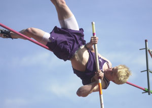 Fort Recovery's Matt Vagedes placed third in the pole vault during the opening day of the 2006 MAC Track and Field Championships.<br></br>dailystandard.com